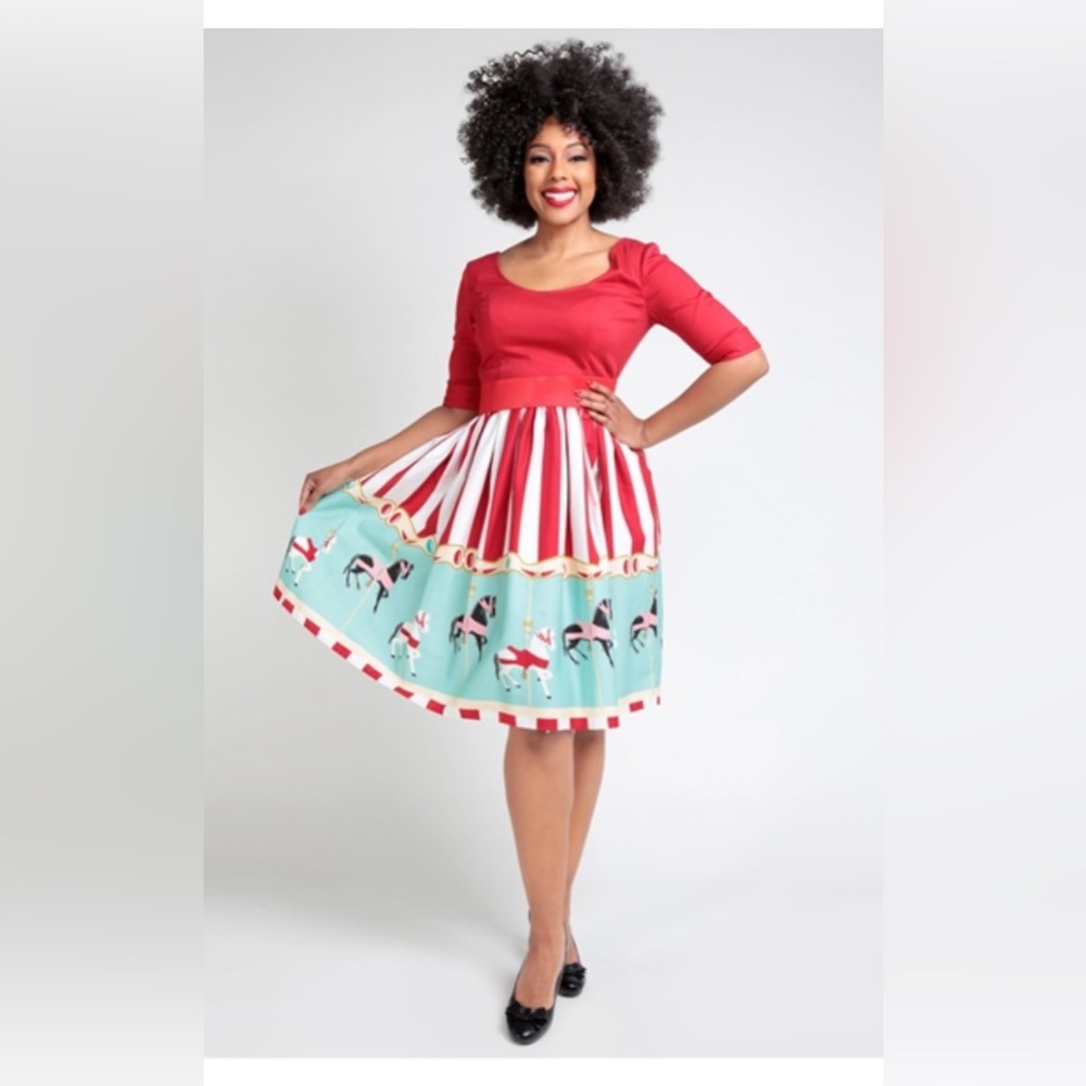 June Carousel Border Swing Dress